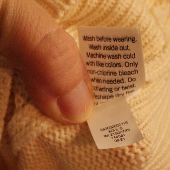 NWT LC Lauren Conrad Cream Women's M Crotchet Knit 3/4 Sleeve Top with Ruffles - Picture 7 of 8